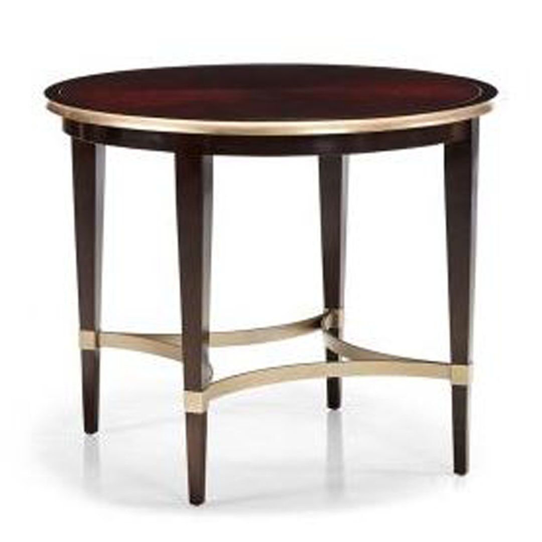 Hickory White Mykonos Foyer Table in Cafe Noir Finish w/Aged Gold Striping and Metal Stretcher 1