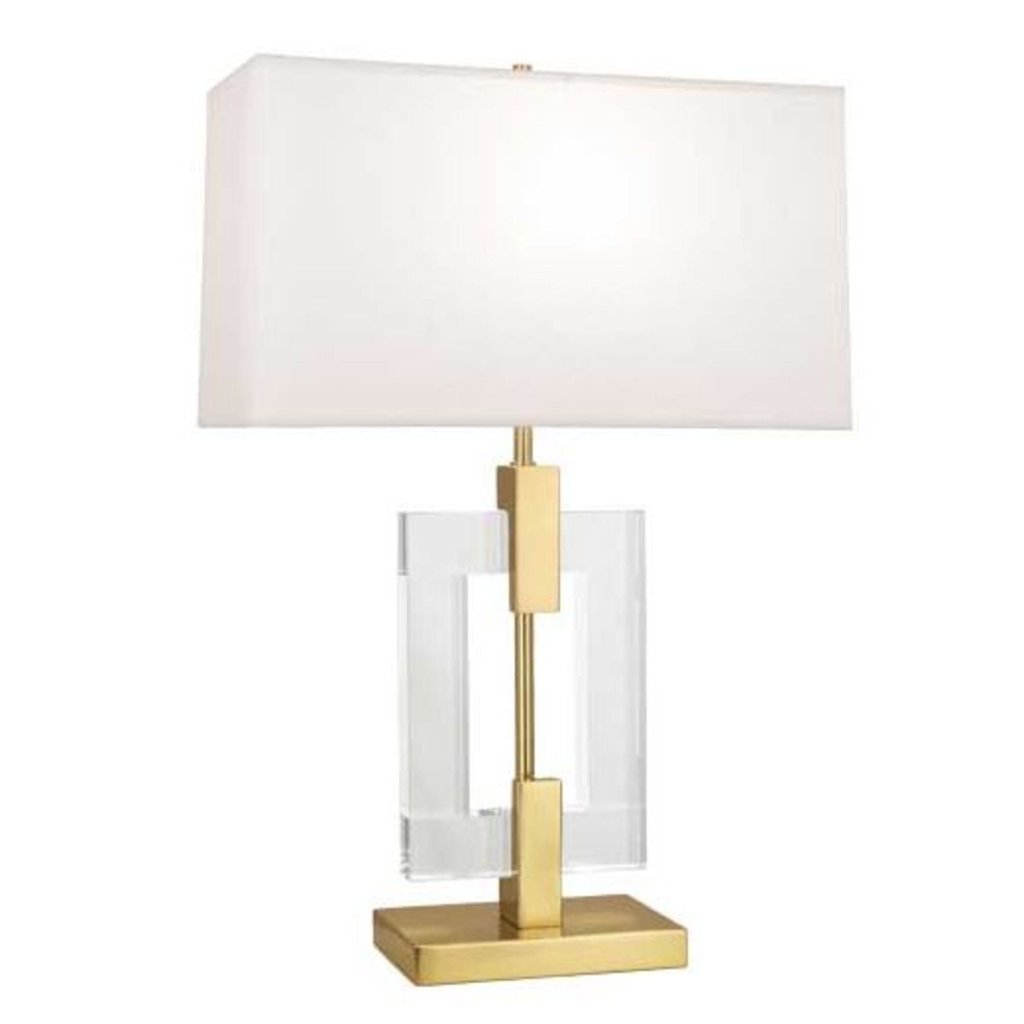 Shop Modern Brass Table Lamp W/ Large Rectangular Crystal