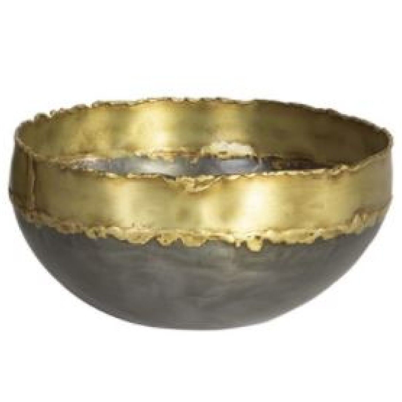 Small Handmade Sheet Steel Bowl in Satin Lacquer Finish w/Brass Detailing. 1